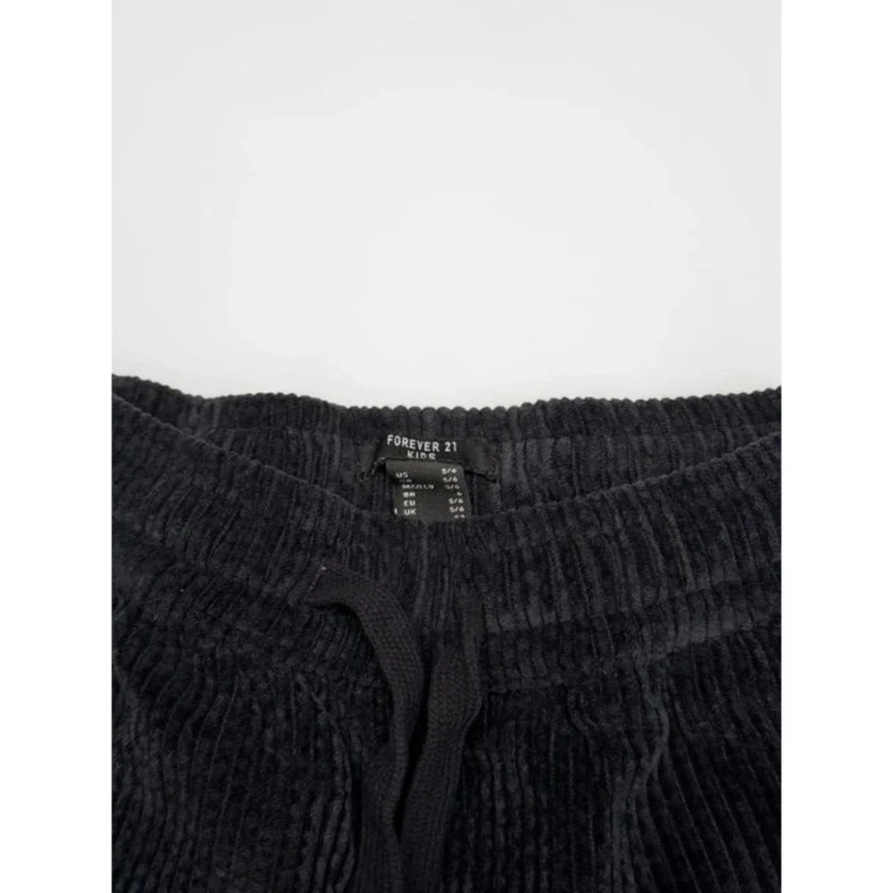 Forever 21 Kids Black Corduroy Drawstring Pants Size 5/6